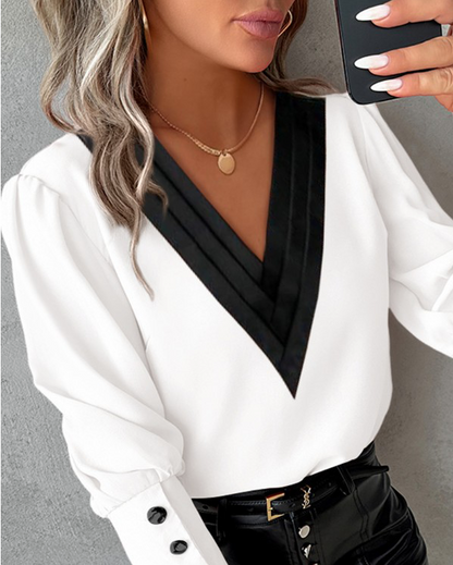Natalie | Elegante Bluse mit Gigotärmeln und Knöpfen
