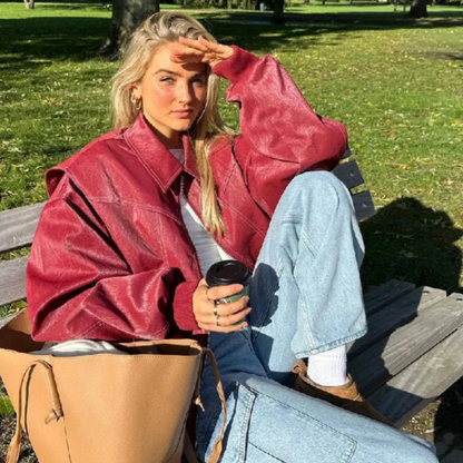 Lily | Oversized Leren Jas voor Dames