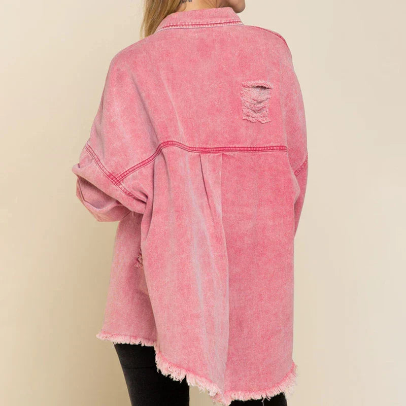 Mia | Casual Stijlvol Spijkerjasje Met Scheuren