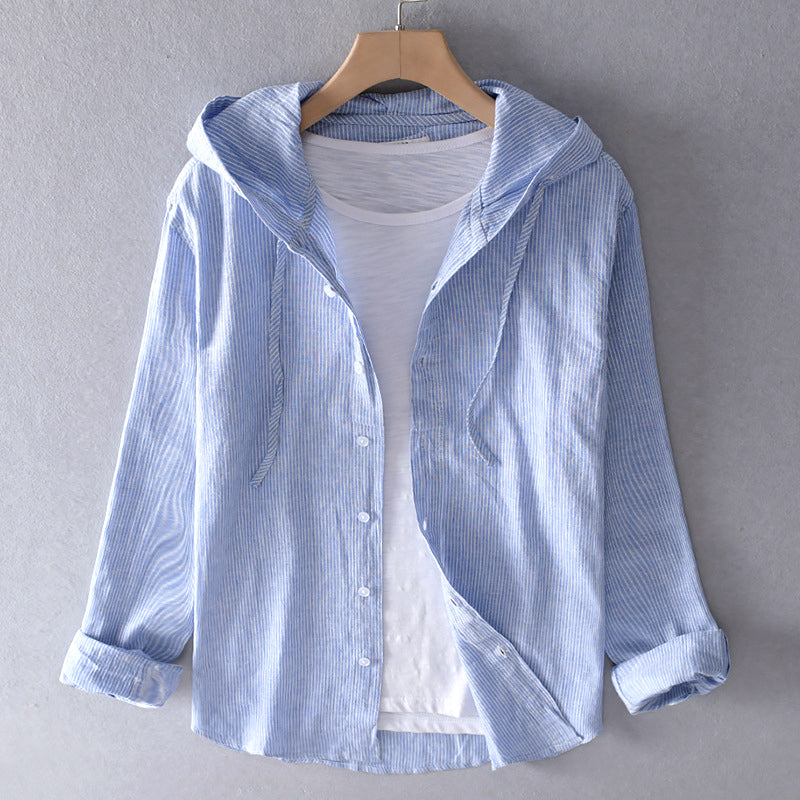 Dominic | Gestreept Hoodie Shirt voor Heren