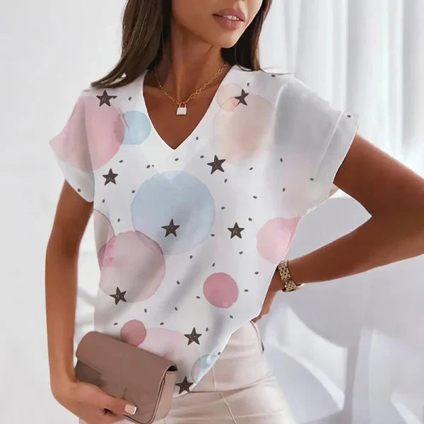 Esme | Stijlvolle Blouse met V-hals en Print