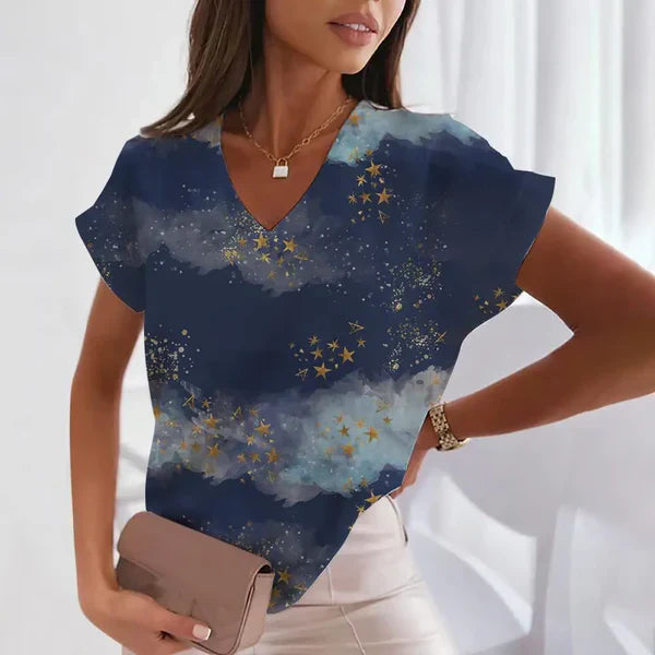 Esme | Stijlvolle Blouse met V-hals en Print
