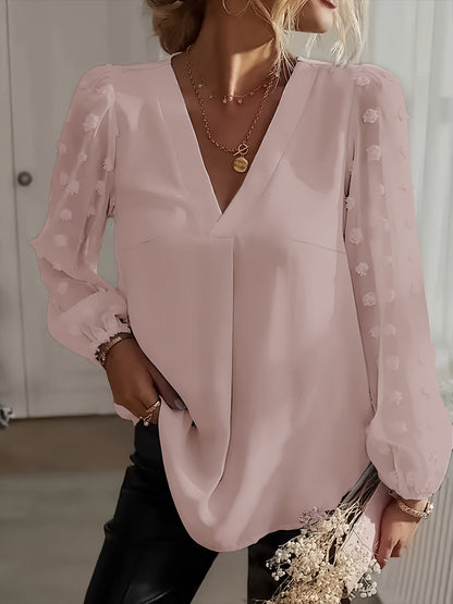 Stella | Blouse met V-hals en Lantaarnmouwen