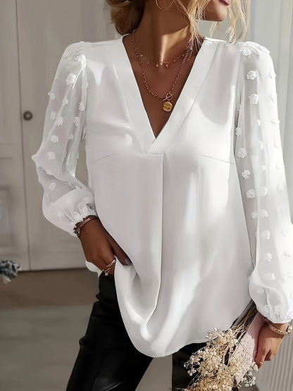 Stella | Blouse met V-hals en Lantaarnmouwen