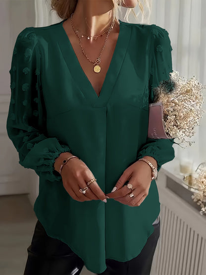 Stella | Blouse met V-hals en Lantaarnmouwen