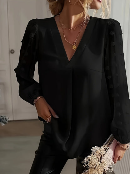 Stella | Blouse met V-hals en Lantaarnmouwen