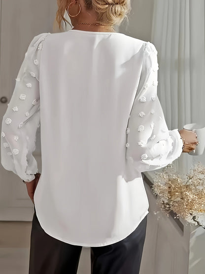 Stella | Blouse met V-hals en Lantaarnmouwen