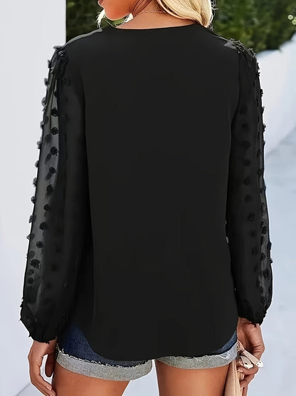 Stella | Blouse met V-hals en Lantaarnmouwen