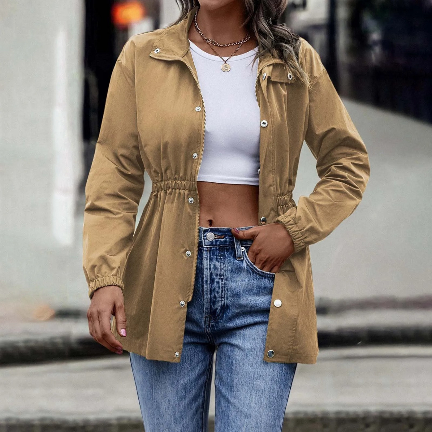 Iris | Stijlvol Casual Lang Jasje Met Knopen