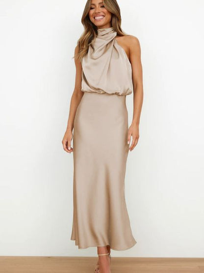 Bailey | Dames Satin Jurk met Hoge Hals