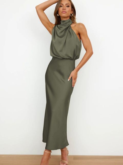 Bailey | Dames Satin Jurk met Hoge Hals