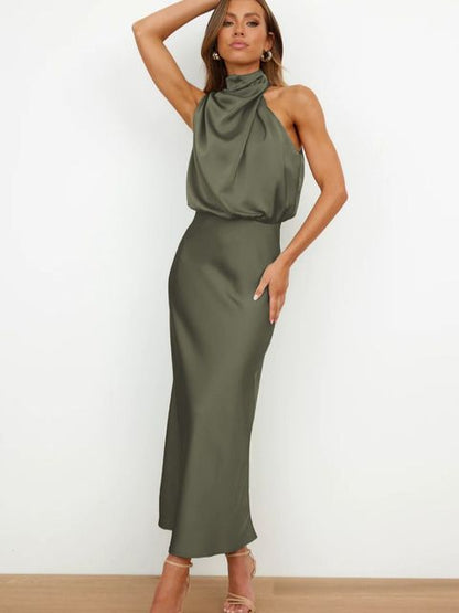 Bailey | Dames Satin Jurk met Hoge Hals