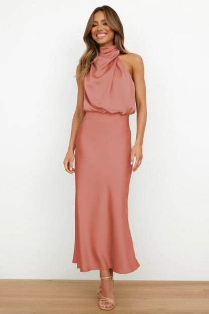 Bailey | Dames Satin Jurk met Hoge Hals