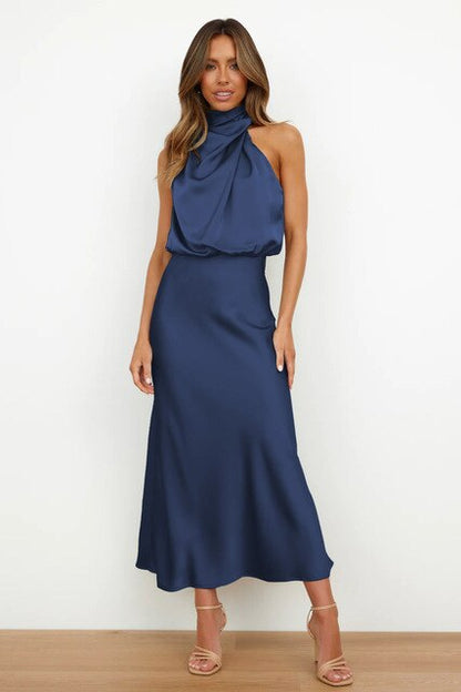 Bailey | Dames Satin Jurk met Hoge Hals