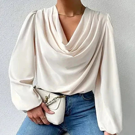 Bella | Gedrapeerde Blouse met Lange Mouwen