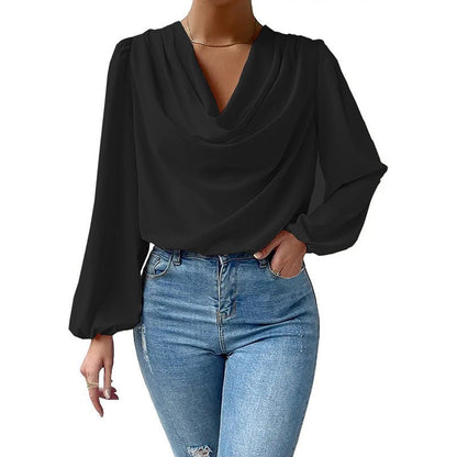 Bella | Gedrapeerde Blouse met Lange Mouwen