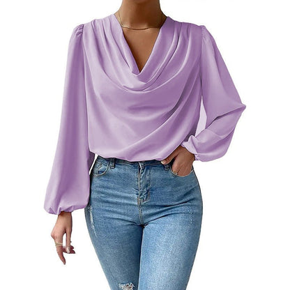 Bella | Gedrapeerde Blouse met Lange Mouwen