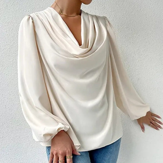Bella | Gedrapeerde Blouse met Lange Mouwen