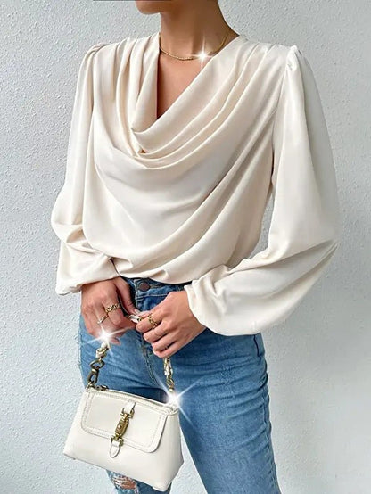 Bella | Gedrapeerde Blouse met Lange Mouwen