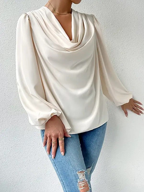 Bella | Gedrapeerde Blouse met Lange Mouwen