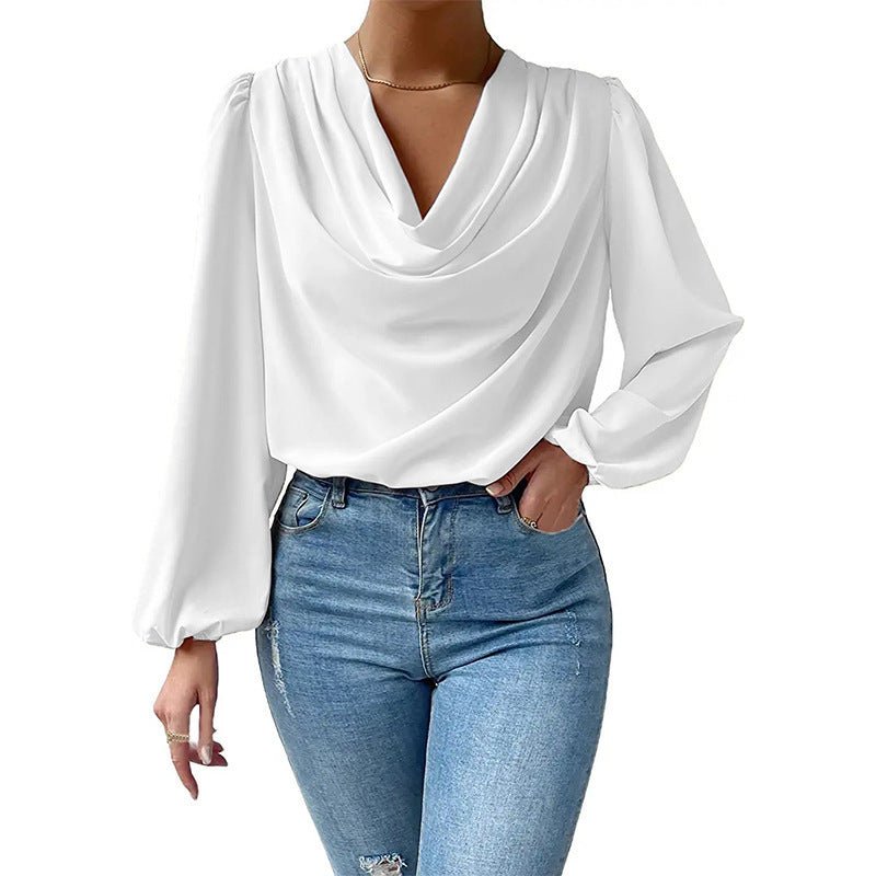 Bella | Gedrapeerde Blouse met Lange Mouwen