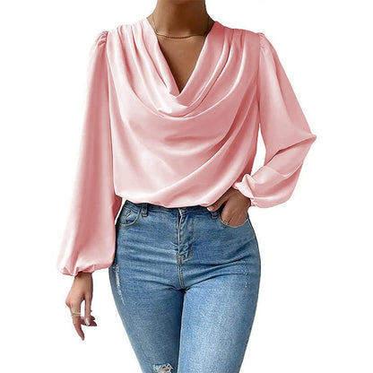 Bella | Gedrapeerde Blouse met Lange Mouwen