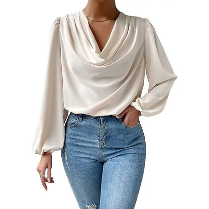 Bella | Gedrapeerde Blouse met Lange Mouwen