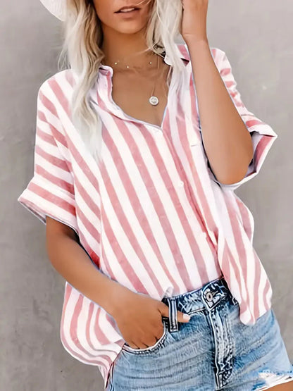 Paige | Gestreepte Blouse met Korte Mouwen