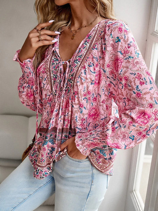 Leila | Gebloemde V-Hals Blouse Dames