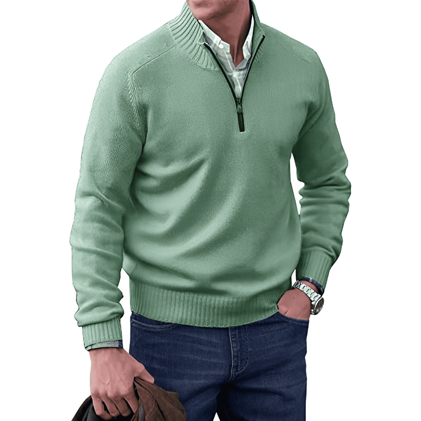 Preston | Heren trui met half-zip
