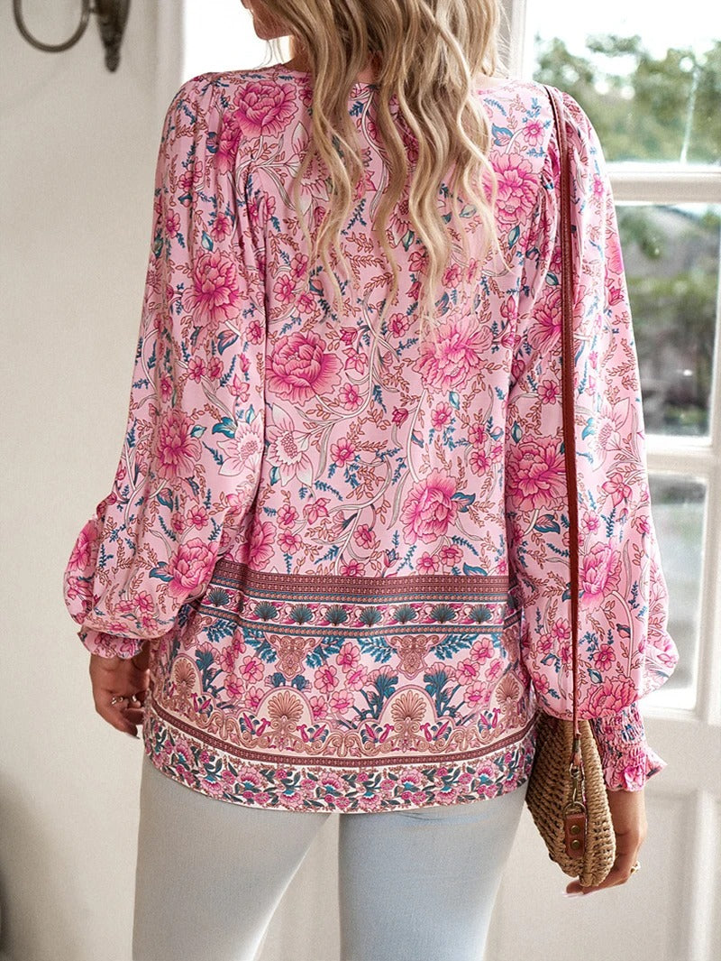 Leila | Gebloemde V-Hals Blouse Dames