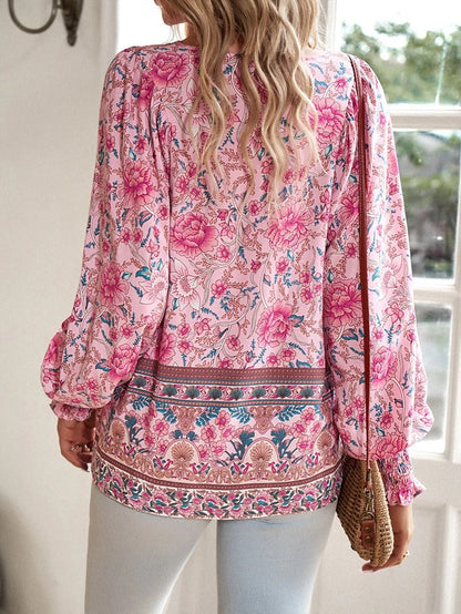 Leila | Gebloemde V-Hals Blouse Dames