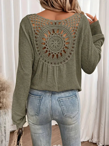 Kennedy | Wafelgebreide Blouse Met Gehaakte Rug