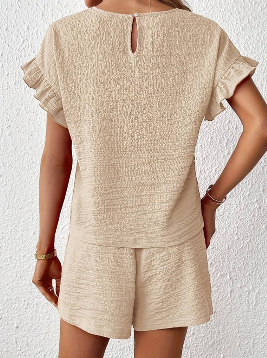 Maya | Set met Shorts en Top met Ruchemouwen