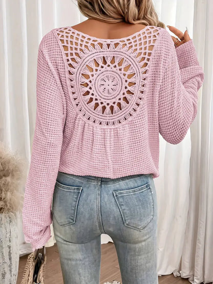 Kennedy | Wafelgebreide Blouse Met Gehaakte Rug