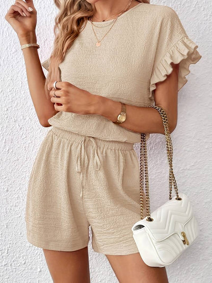 Maya | Set met Shorts en Top met Ruchemouwen