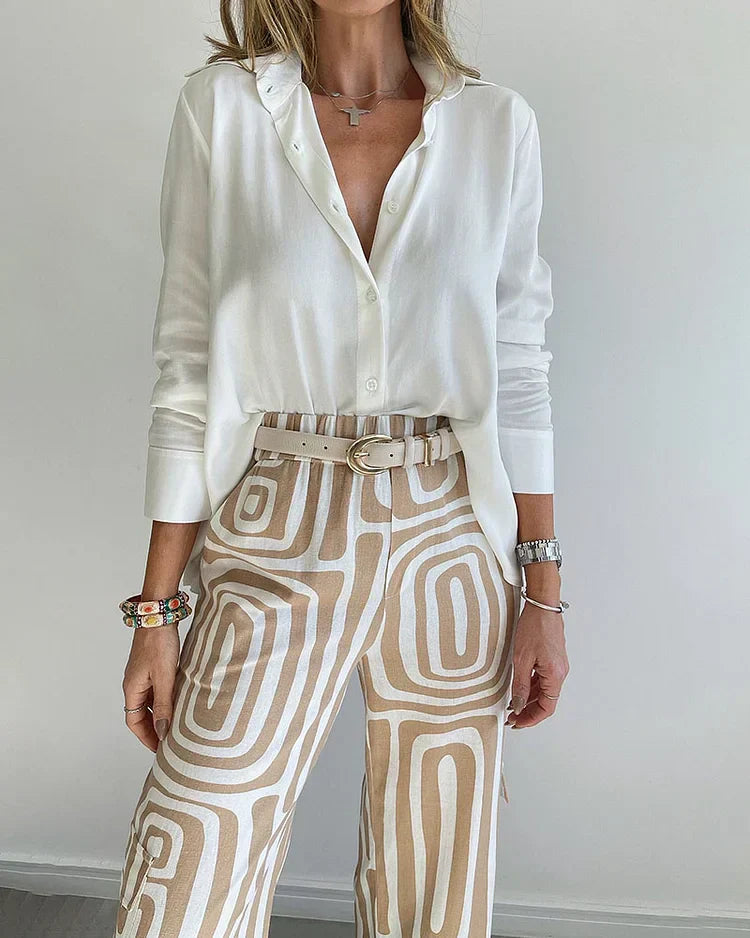 Juniper | Hooggetailleerde broek met geometrisch patroon