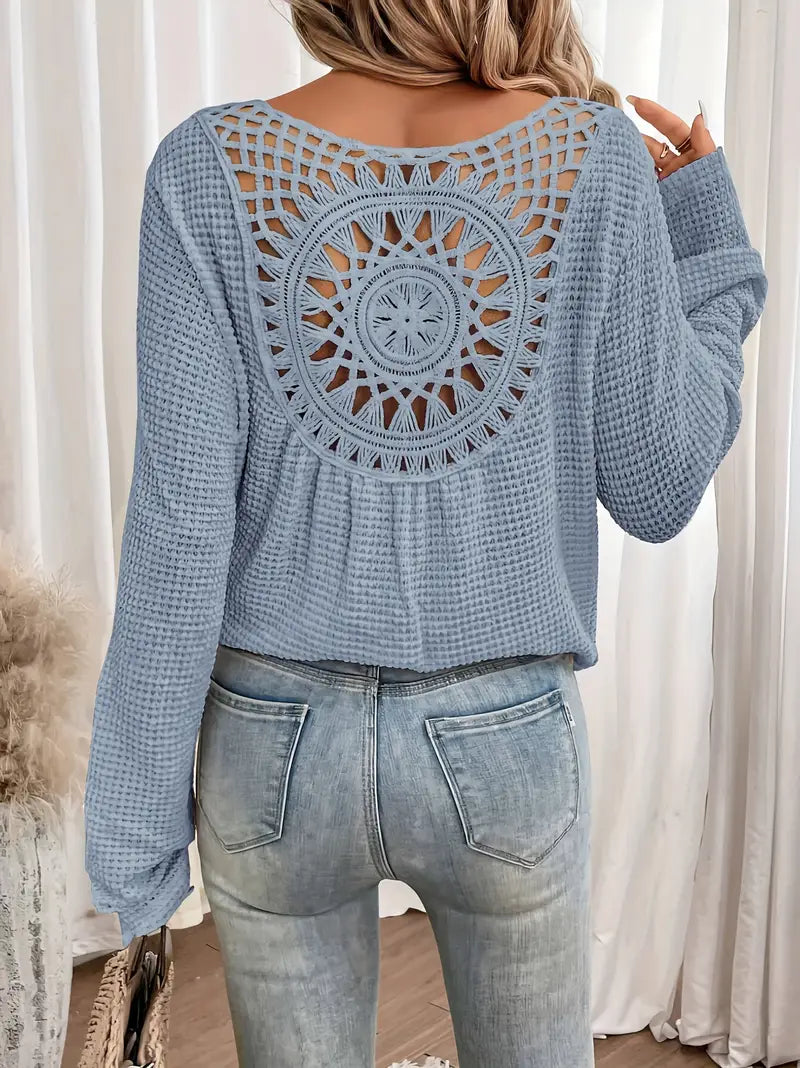 Kennedy | Wafelgebreide Blouse Met Gehaakte Rug