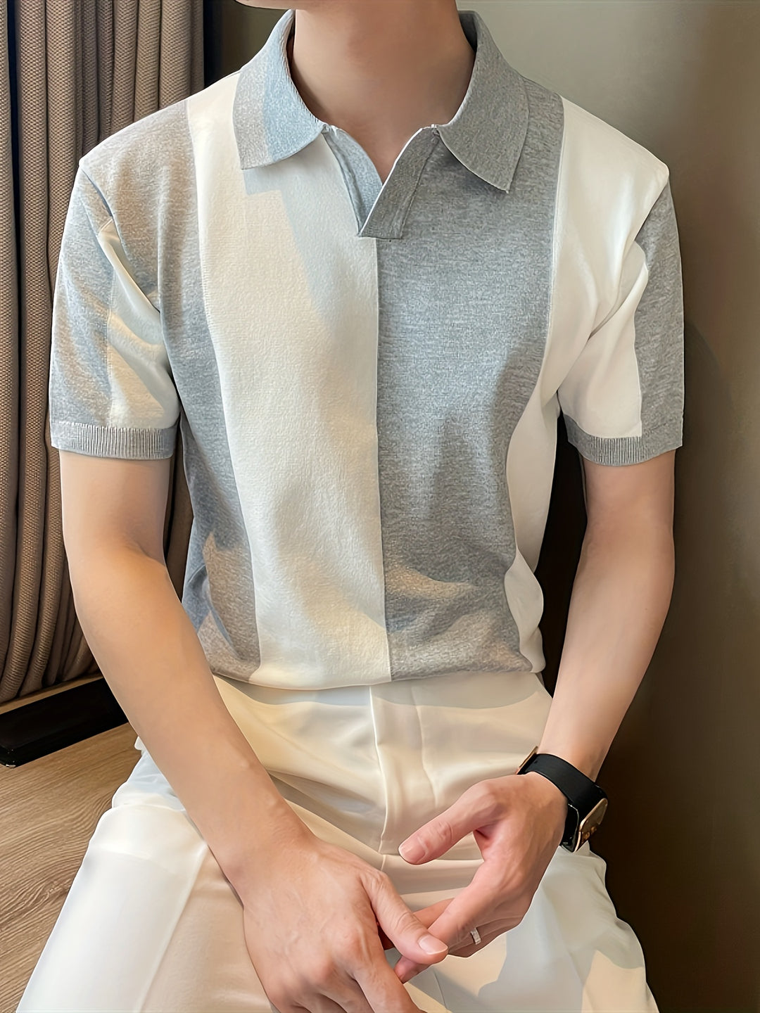 Asher | Gedurfd colorblock poloshirt