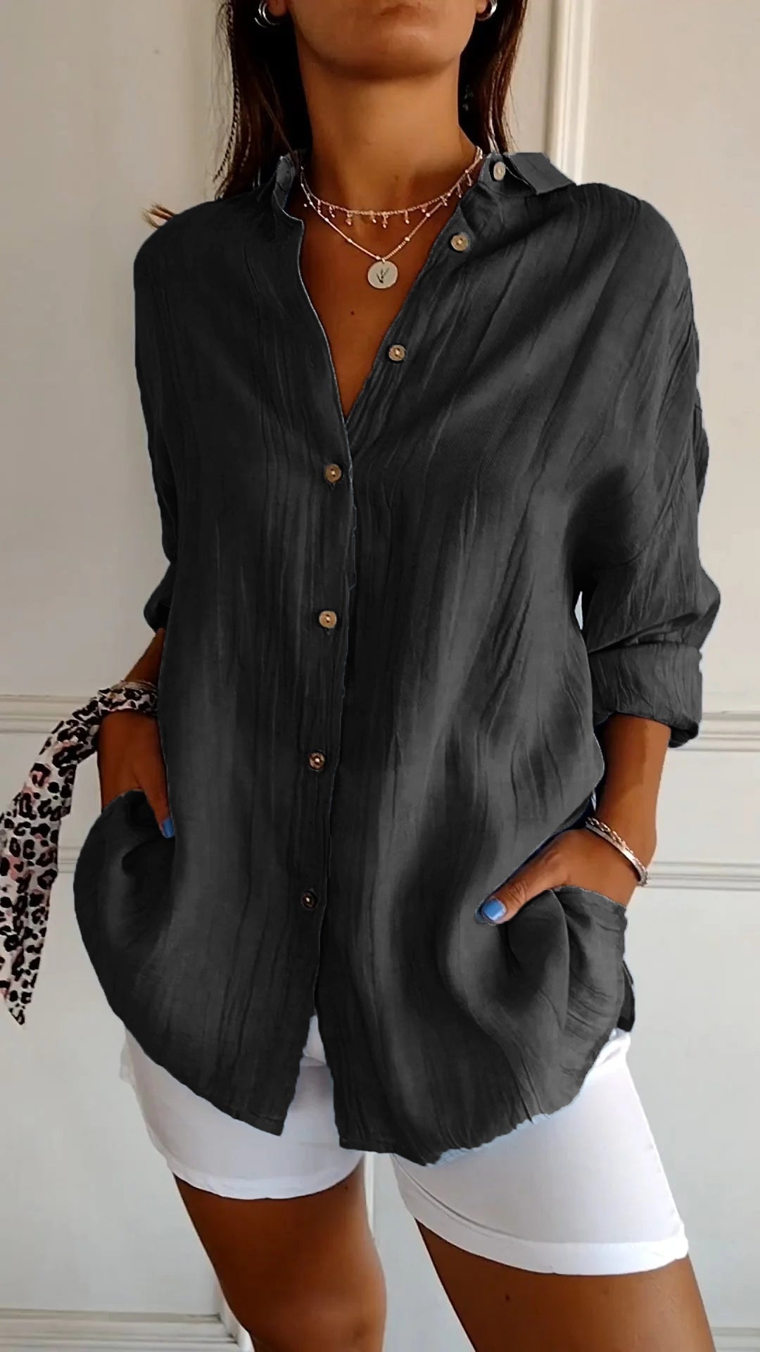 Kylie | Button-down shirt met zak