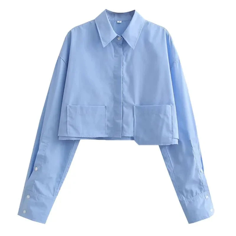 Jolie | Korte Gestreepte Overhemdblouse