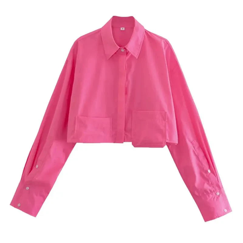 Jolie | Korte Gestreepte Overhemdblouse