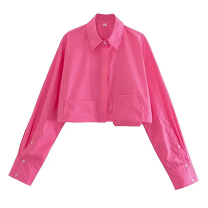 Jolie | Korte Gestreepte Overhemdblouse