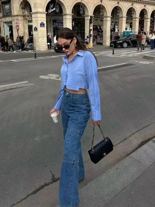 Jolie | Korte Gestreepte Overhemdblouse