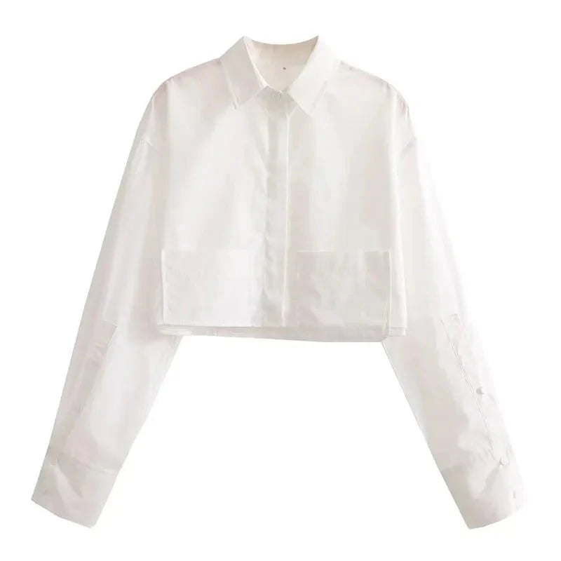 Jolie | Korte Gestreepte Overhemdblouse