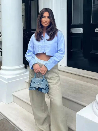 Jolie | Korte Gestreepte Overhemdblouse
