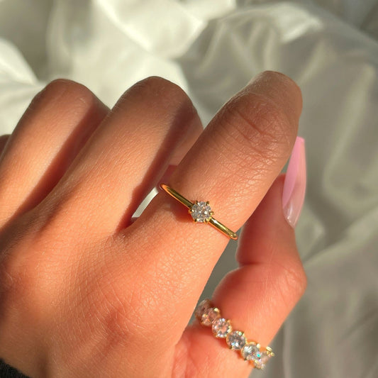Callie | Fijne Gouden Kristallen Ring