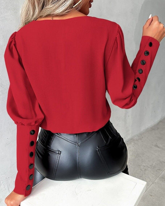 Natalie | Elegante Bluse mit Gigotärmeln und Knöpfen