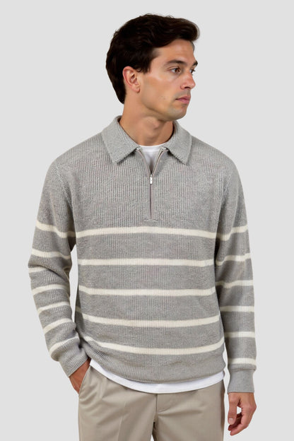 Icoon | Gestreepte heren zip trui