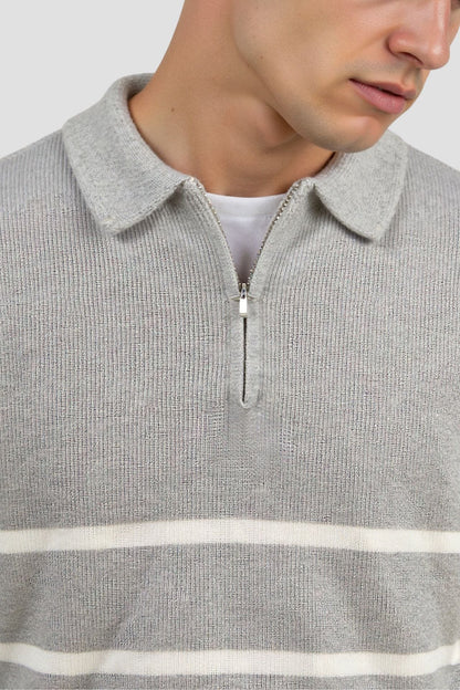 Icoon | Gestreepte heren zip trui